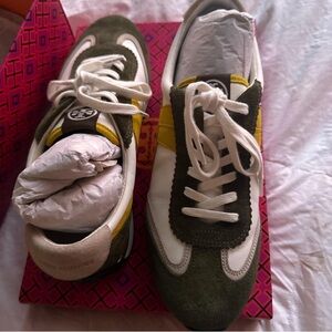 Tory Burch Olive and Mustard Sneakers